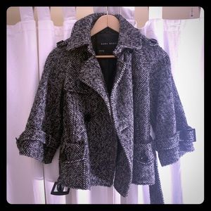 Zara Basic 3/4 sleeve herringbone jacket